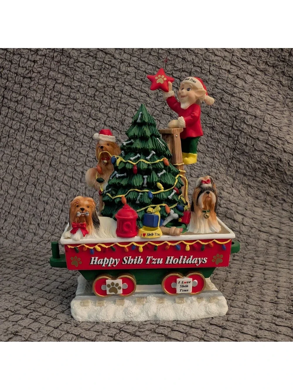 Danbury Mint Shih Tzu Christmas Express 7Piece Holiday Train Set Dog Collectible